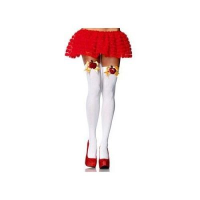 Leg Avenue 6255 Women's White Thigh Highs Poison Apple Bow Leg Opaque Stockings